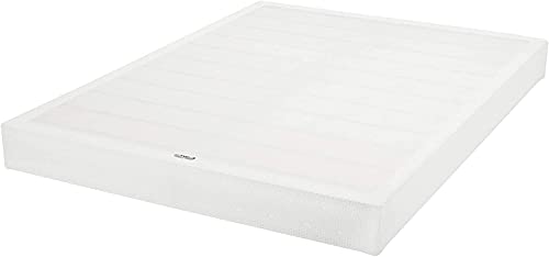 Amazon Basics Smart Box Spring Bed Base, Extra Firm Memory Foam Mattress Foundation, Tool-Free Easy Assembly, Queen Size, White, 79 x 59.5 x 7 inches