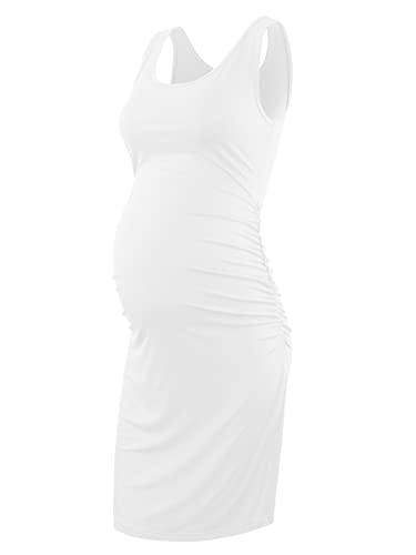 Liu & Qu Women's Maternity Sleeveless Tank Dresses Side Ruching Bodycon Dress for Daily Wearing or Baby Shower