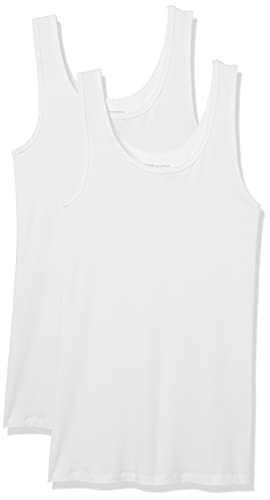 Amazon Essentials Women's Slim-Fit Tank, Pack of 2, White, Large
