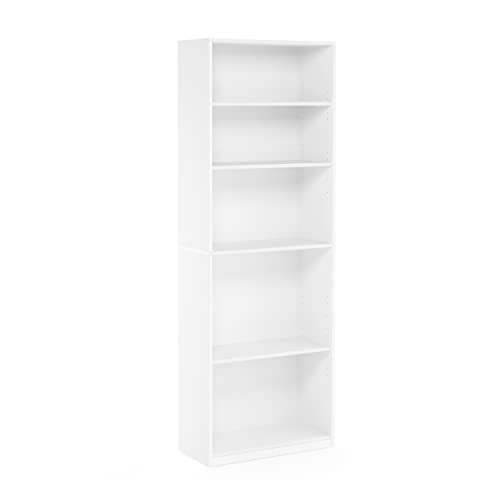 FURINNO JAYA Simply Home 5-Shelf Bookcase, 5-Tier, White