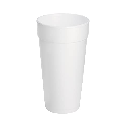 DART 20J16 3.7' Top and 2.4' Bottom Diameter, 6.1' Height, 20 Oz Big Drink Foam Cup (Case of 500), White