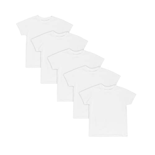 Hanes Boys' Undershirt, EcoSmart Short Sleeve Crew Shirts, Multiple Packs Available, White, Large