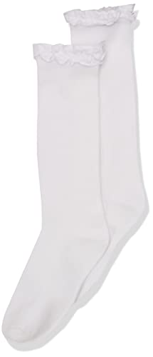 Jefferies Socks Girls' Little Ruffle Knee High, White, Small