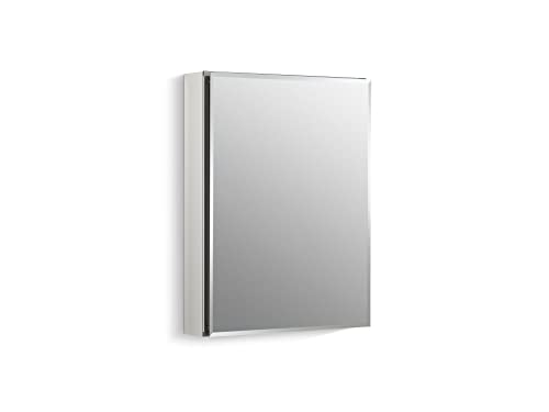 Kohler CB-CLC2026FS 20' W x 26' H Single-Door Bathroom Medicine Cabinet with Mirror, Recessed or Surface Mount Bathroom Wall Cabinet, Beveled Edges,Silver