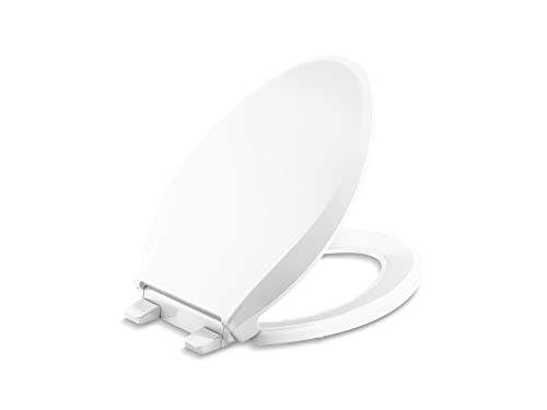 KOHLER 4636-RL-0 Cachet ReadyLatch Elongated Toilet Seat, Quiet-Close Lid and Seat, Countoured Seat, Grip-Tight Bumpers and Installation Hardware, White, 18.04'L x 14.18'W