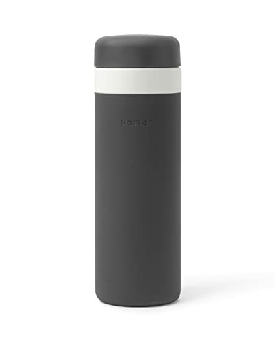 W&P Porter Insulated Bottle 20 oz Charcoal | Clean Taste Ceramic Coating for Water, Coffee, & Tea | Wide Mouth Vacuum Insulated | Dishwasher Safe (WP-PCB20-CH), 1 Count (Pack of 1)