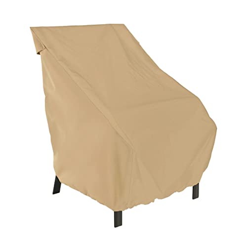 Classic Accessories Terrazzo High Back Patio Chair Weather Protection Outdoor Furniture (58932-EC) Full Coverage Square Fire Pit Cover, 26'L x 25'D x 34'H, Sand