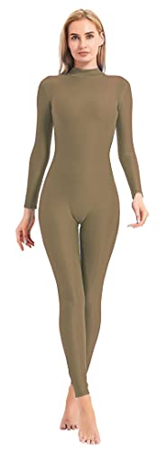 speerise Adult High Neck Zip One Piece Unitard Full Body Leotard Bodycon Jumpsuit for Women