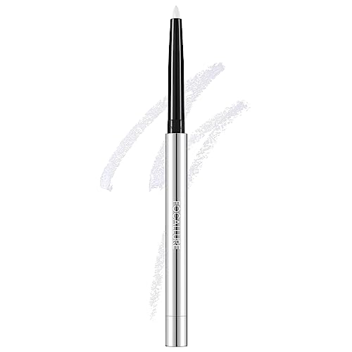 FOCALLURE Eyeliner Pencil with Built-in Sharpener,Waterproof,Smudge Proof,Gel Eye Liner Makeup Pen,Retractable,Long Lasting All Day Wear,White
