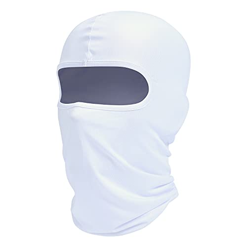 Fuinloth Balaclava Face Mask, Summer Cooling Neck Gaiter, UV Protector Motorcycle Ski Scarf for Men/Women White