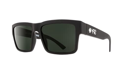 SPY Montana 673407973863 54MM Soft Matte Black/Gray Green Square Sunglasses for Men + BUNDLE with Designer iWear Eyewear Kit
