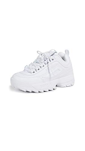 Fila Women's Disruptor II Premium Comfortable Sneakers, Color: Wht/Wht/Wht, Size: 7.5 (5VF80170-100-7.5)