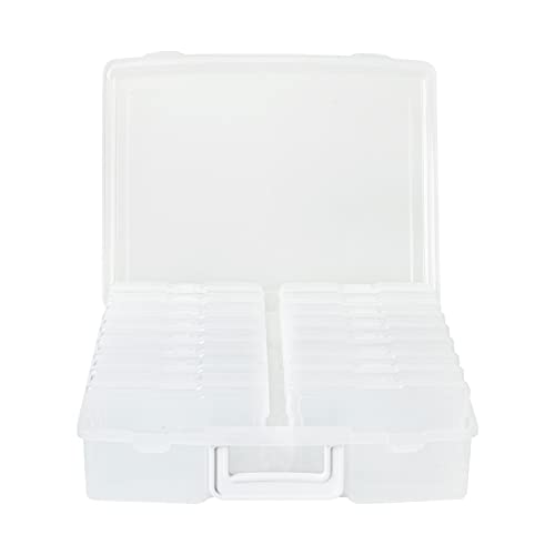 novelinks Photos Organizer 4' x 6' Photo Storage Box with Handle - 16 Inner Photo Cases Photo Box Storage Picture Organizers and Storage (White)