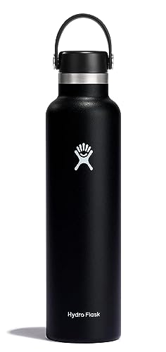 Hydro Flask 24 oz. Water Bottle - Stainless Steel, Reusable, Vacuum Insulated with Standard Mouth Flex Lid , Black