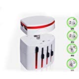 CRAZY AL'S CA608(1A) Worldwide Universal International Travel Adapter - All in One,Dual USB,Surge Protection,Compatible in 150 Countries,Suitable for Apple, Samsung, Sony, BlackBerry,etc. White