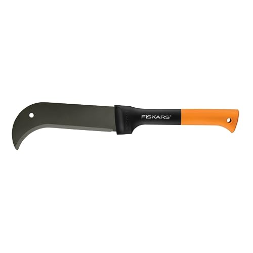 Fiskars 9' Brush Axe with Safety Sheath - Fixed Handle -Curved Blade Branch Chopping Axe - Yard and Garden Tools - Black/Orange