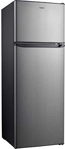 Galanz GLR12TS5F Refrigerator, Dual Door Fridge, Adjustable Electrical Thermostat Control with Top Mount Freezer Compartment, 12.0 Cu.Ft, Stainless Steel, 12