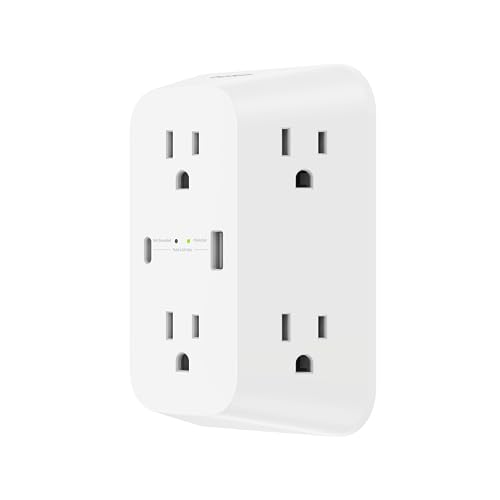Belkin 6-Outlet Surge Protector Power Strip, UL-listed, Wall-Mountable w/ 6 AC Outlets, Overvoltage Protection, LED Indicator - USB-C & USB-A Ports w/ USB-C PD Fast Charge - 1,680 Joules of Protection