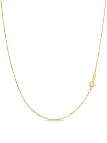 KEZEF 18k Gold Over Sterling Silver 1mm Box Chain Necklace Made in Italy 18 Inch