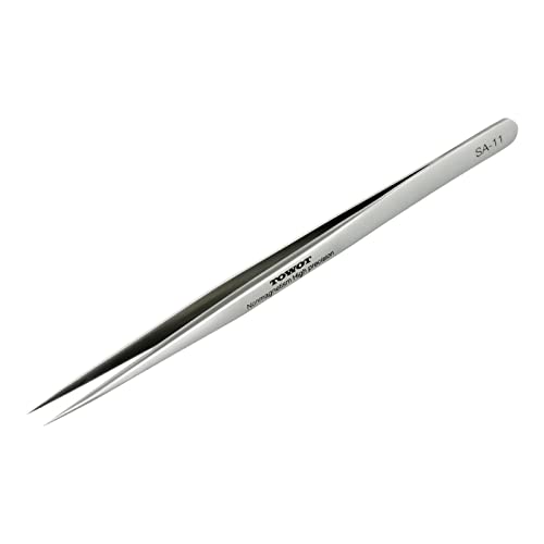 TOWOT Precision Tweezers, Stainless Steel Pointed Tweezers for Craft, Electronics, Soldering, Experimental Work, Jewelry-Making, Non-Magnetic Industrial Tweezers