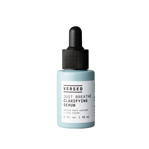 Versed Just Breathe Clarifying Facial Serum - Blend of Antioxidants, Niacinamide, White Willow and Zinc Helps Reduce Blemishes, Decongest Pores and Soothe Redness - Vegan Acne Serum (1 fl oz)