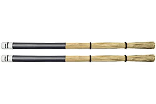 ProMark Broomsticks - Hybrid of Drum Brushes and ProMark Rods - Adjustable O-rings for Control of Bristle Spread - Handmade from Real Broomcorn - Medium - 1 Pair