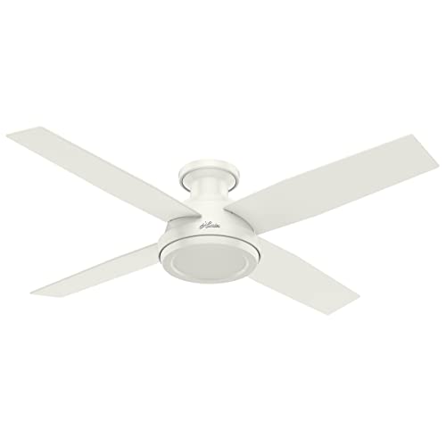 Hunter Fan Company 59248 Dempsey Indoor Low Profile Ceiling Fan with Remote Control, 52', Fresh White Finish
