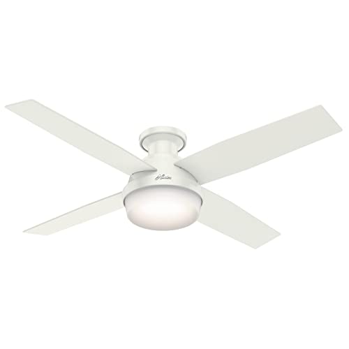Hunter Fan Company 59242 52' Dempsey Indoor Low Profile Ceiling Fan with Light, Fresh White Finish
