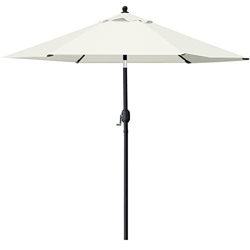 Sunnyglade 7.5' Patio Umbrella Outdoor Table Market Umbrella with Push Button Tilt/Crank, 6 Ribs (Beige)