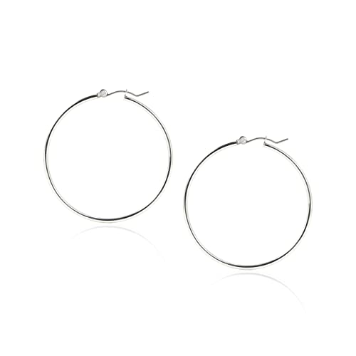 1Pair Fashion 50mm Large Circle Lightweight Hoops For Women Simple Rounded Tube Hoop Earrings Pure Titanium Ear Post For Sensitive Ear