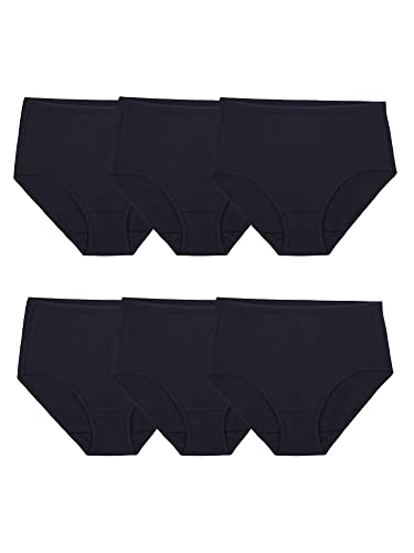 Fruit of the Loom Women's Eversoft Underwear, Tag Free & Breathable, Available in Plus Size, Brief-Cotton-6 Pack-Black, 8