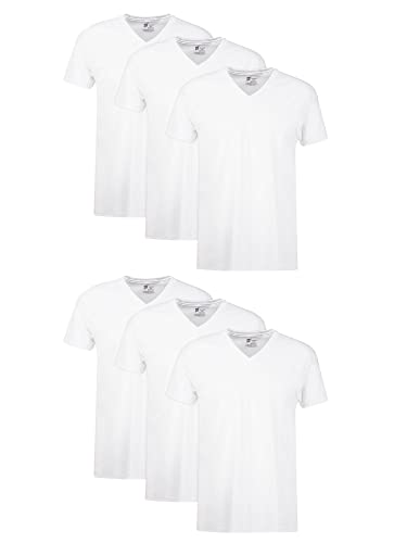 Hanes Mens Cotton, Moisture-wicking V-neck Tee Undershirts, Multiple Packs And Colors, White - 6 Pack, X-Large US