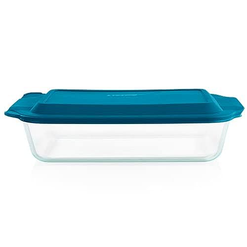 Pyrex Deep 9x13-Inch Glass Baking Dish with Lid, Deep Casserole Dish, Glass Food Container, Oven, Freezer and Microwave Safe, Clear Container