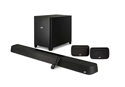Polk Audio MagniFi Max AX SR 7.1.2 Channel Sound Bar with 10' Wireless Subwoofer & SR2 Surround Speakers, Dolby Atmos & DTS:X Certified, Black