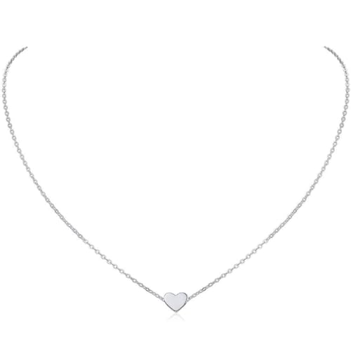 ChicSilver 925 Sterling Silver Necklace for Women Tiny Small Heart Necklace Endlessness Love Dainty Necklace - 16'