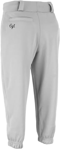 OG1 Youth Pull-Up Premium Baseball Pant | 100% Polyester | Full Length | Elastic Bottom | Drawstring Closure | Belt Loops Gray