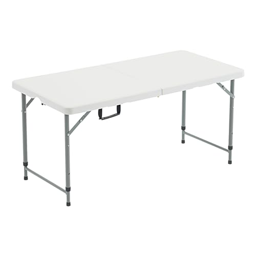 Nazhura 4 Foot Foldable/Folding Table Heavy Duty, Durable and Portable for Dining Picnic and Party (White, 4 Foot Table Cloth Included)