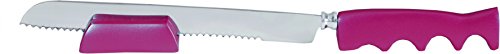 Challah Knife - Yair Emanuel ANODIZES ALUMINUM KNIFE AND STAND SERRATED RED (Bundle)