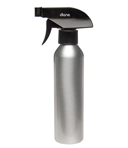 Diane Aluminum Spray Bottle Applicator with Nozzle for Hair Styling and Coloring – Small - 9.4” x 1.5”, 8oz Capacity – Silver