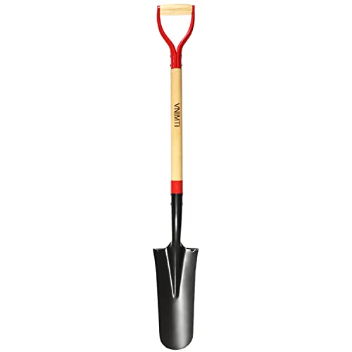 VNIMTI Spade Shovel,Transplanting Spade，Drain Spade,Spade Shovels for Digging,Sharp Shooter Shovel or Spade,45Inch,Stell D-Grip,Wooden Handle