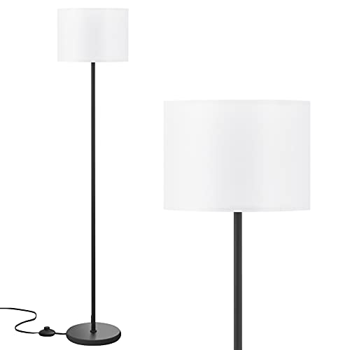Modern Floor Lamp Simple Design with White Shade, Foot Pedal Switch, Black Floor Lamp, Tall Lamps for Living Room Bedroom Office Dining Room Kitchen(Without Bulb)