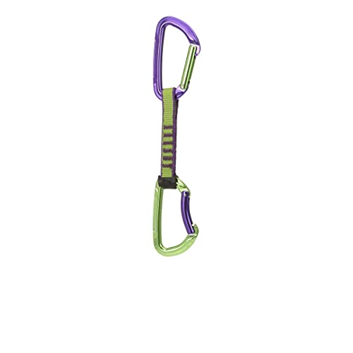 Wild Country Session Rock Climbing Quickdraw - Durable Quickdraw with Lightweight Aluminum Carabiners - Purple/Green - 17 cm