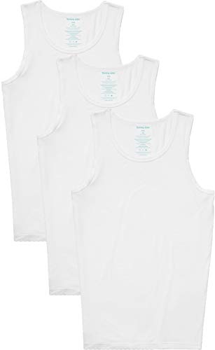 Tommy John Men's Second Skin Tank Top - 3 Pack - Stay Tuck Design - Soft Comfortable Slim Fit Undershirt (White, Medium)