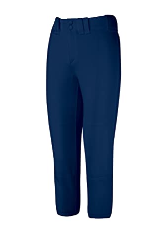 Mizuno Girls Youth Belted Low Rise Fastpitch Softball Pant, Navy, Youth Medium
