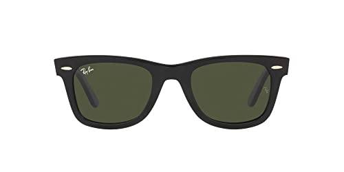 Ray-Ban RB2140 Original Wayfarer Square Sunglasses, Black/Green Classic, 50 mm