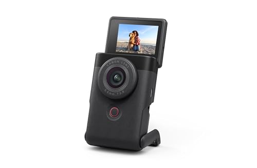 Canon PowerShot V10 Vlog Camera for Content Creators, 19mm Wide-Angle Lens, 1' CMOS Sensor, 4K Video, Face-Tracking, Built-in Microphone, Image Stabilization, Webcam, Live Streaming, Black