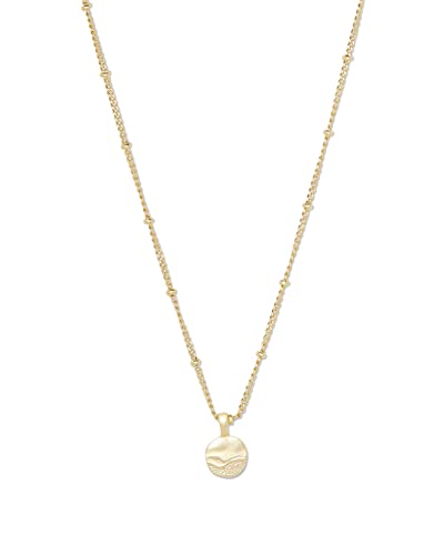 gorjana Women's Shorebreak Pendant Necklace, 18K Gold Plated, Ocean Coin Charm w/Wave Texture