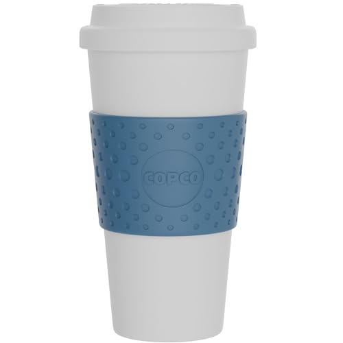 Copco 2510-9966 Acadia Double Wall Insulated Travel Mug with Non-Slip Sleeve, 16-Ounce, Blue