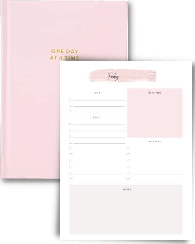 Lamare Daily Planner and Journal - Undated 6 Month Organizer - Goal Setting, Habit Tracker, Inspirational Quotes - Pink Hardcover, A5 Paper Size