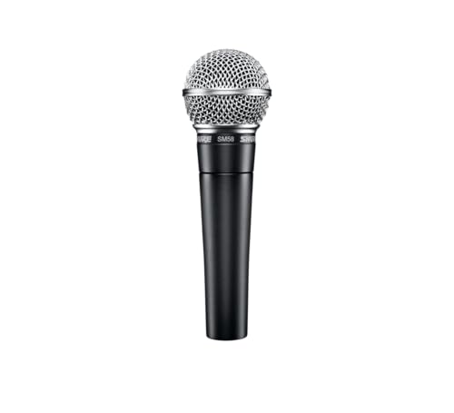 Shure SM58-CN Cardioid Dynamic Vocal Microphone with 25' XLR Cable, Pneumatic Shock Mount, Spherical Mesh Grille with Built-in Pop Filter, A25D Mic Clip, Storage Bag, 3-pin XLR Connector